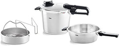 Fissler Vitavit Premium/Schnellkochtopf-Set, 4-teilig (6l - Ø 22 cm & Schnellbratpfanne 2,5l - Ø 22 cm) inkl. Metall-Deckel, Einsatz - Induktion im Sale