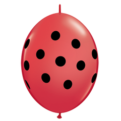 Qualatex 6" Q-Link Polka Dot Balloons - Red