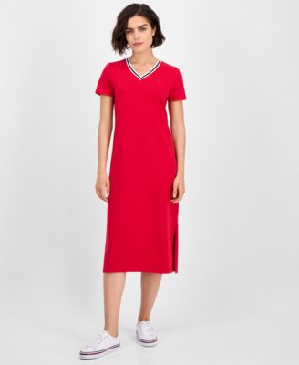 Tommy Hilfiger Women's V-Neck Short-Sleeve Midi Dress