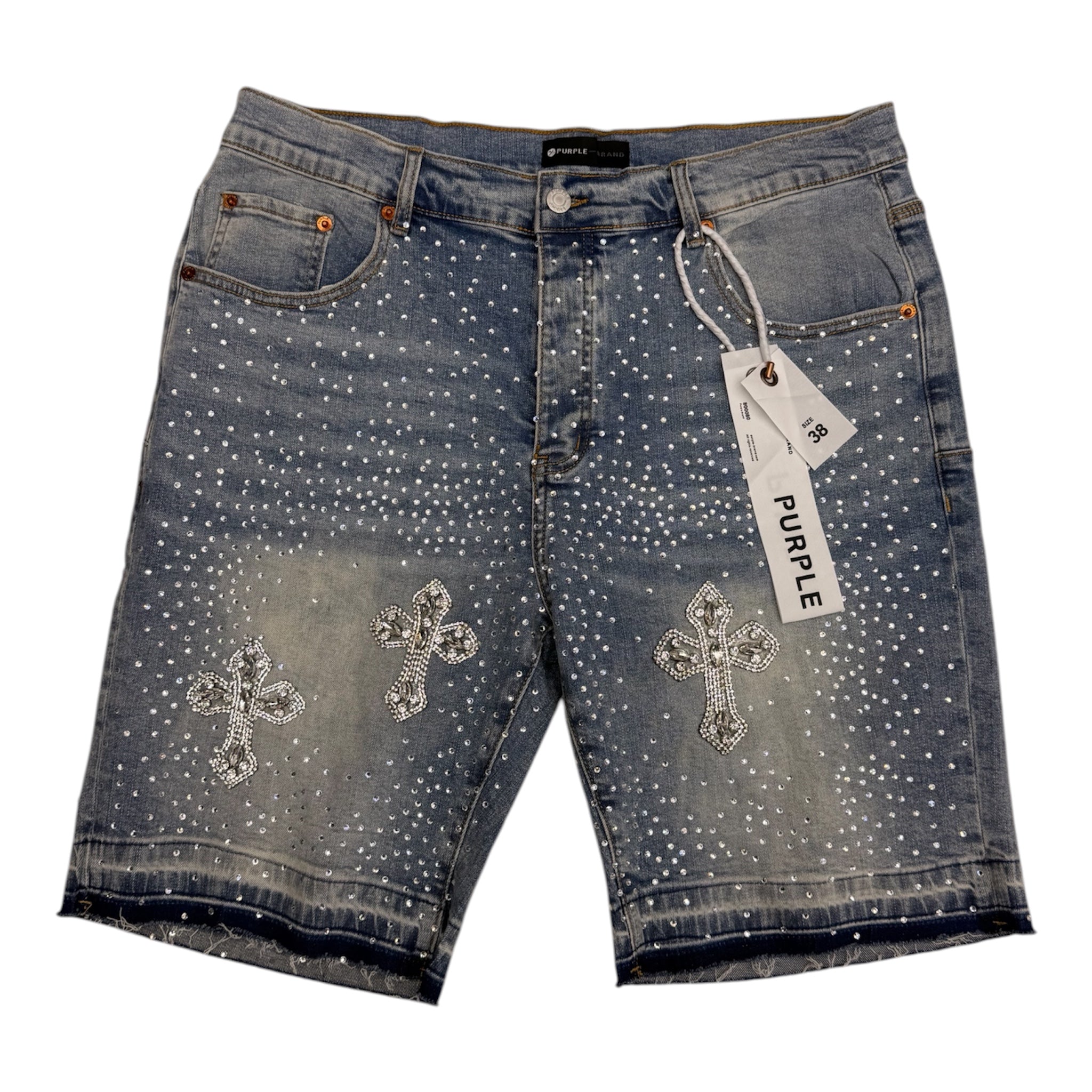 Purple Blue Cross Short Jean