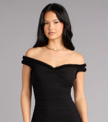 Mandy Mesh Off-The-Shoulder Formal Dress
