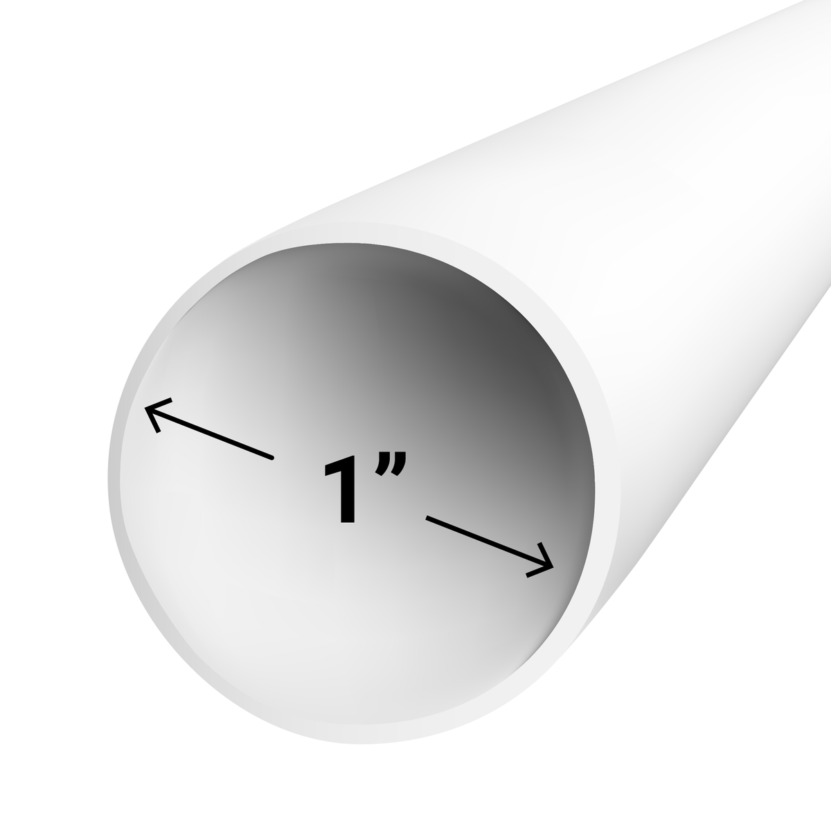 1 inch PVC pipe with arrows indicating the direction of measurement.