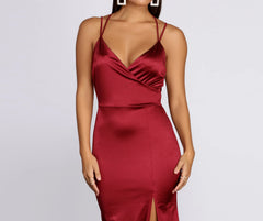 Chelsea Satin High Slit Dress