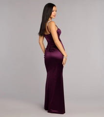 Sohni Satin Rhinestone Trim Mermaid Formal Dress