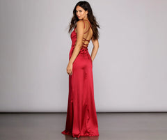 Renée Lace-Up Satin Dress