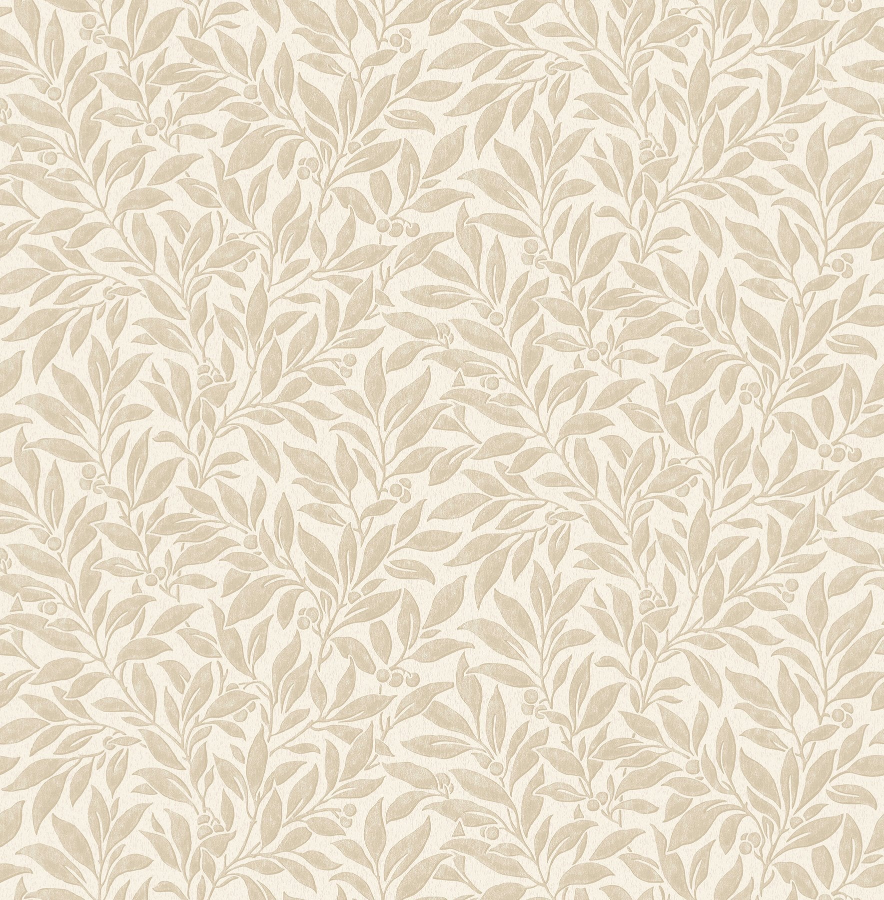 Winter Berry Beige Vine Wallpaper with Farmhouse Botanical Pattern - Advantage 4164-M1842
