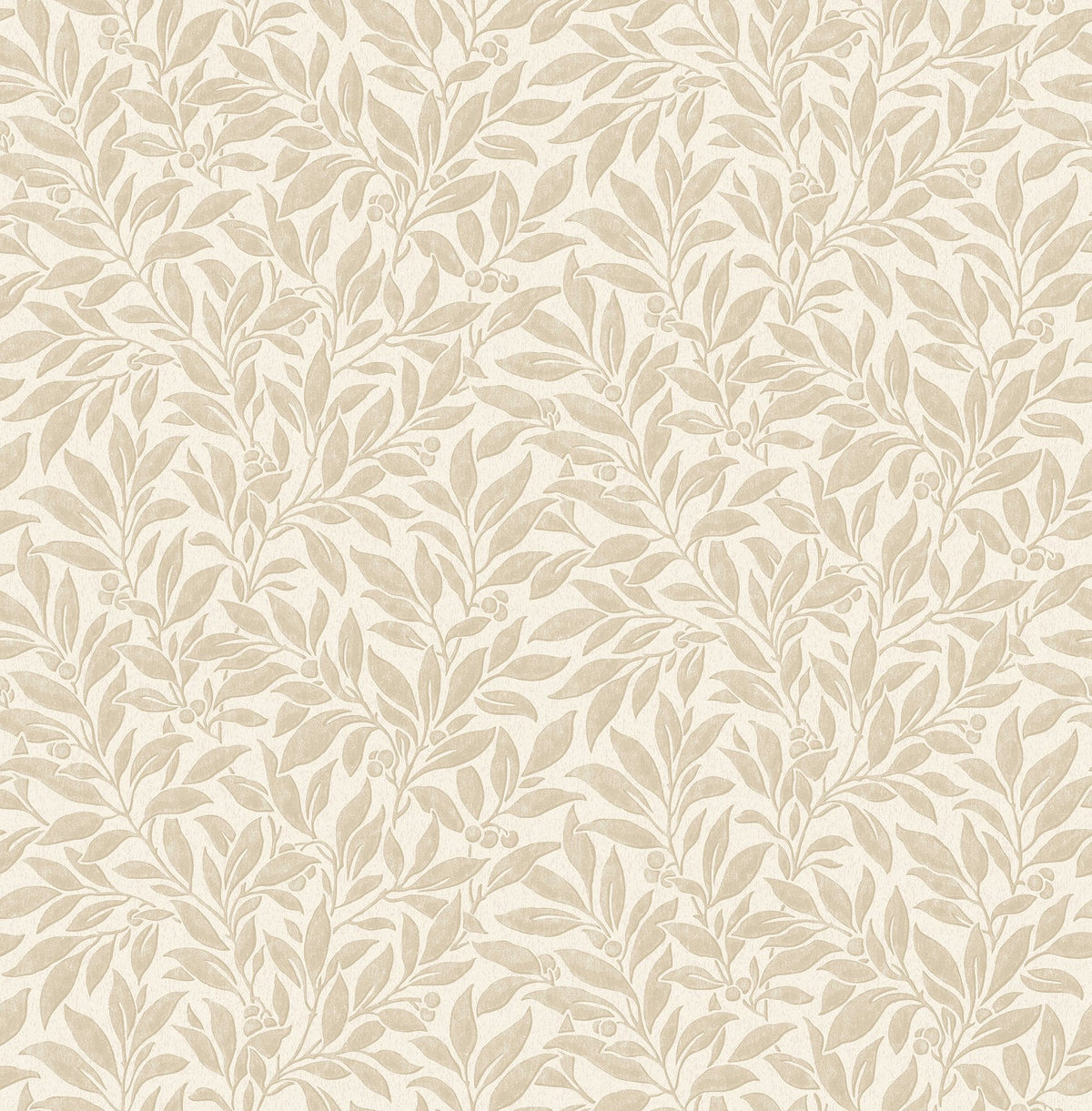 Winter Berry Beige Vine Wallpaper with Farmhouse Botanical Pattern - Advantage 4164-M1842