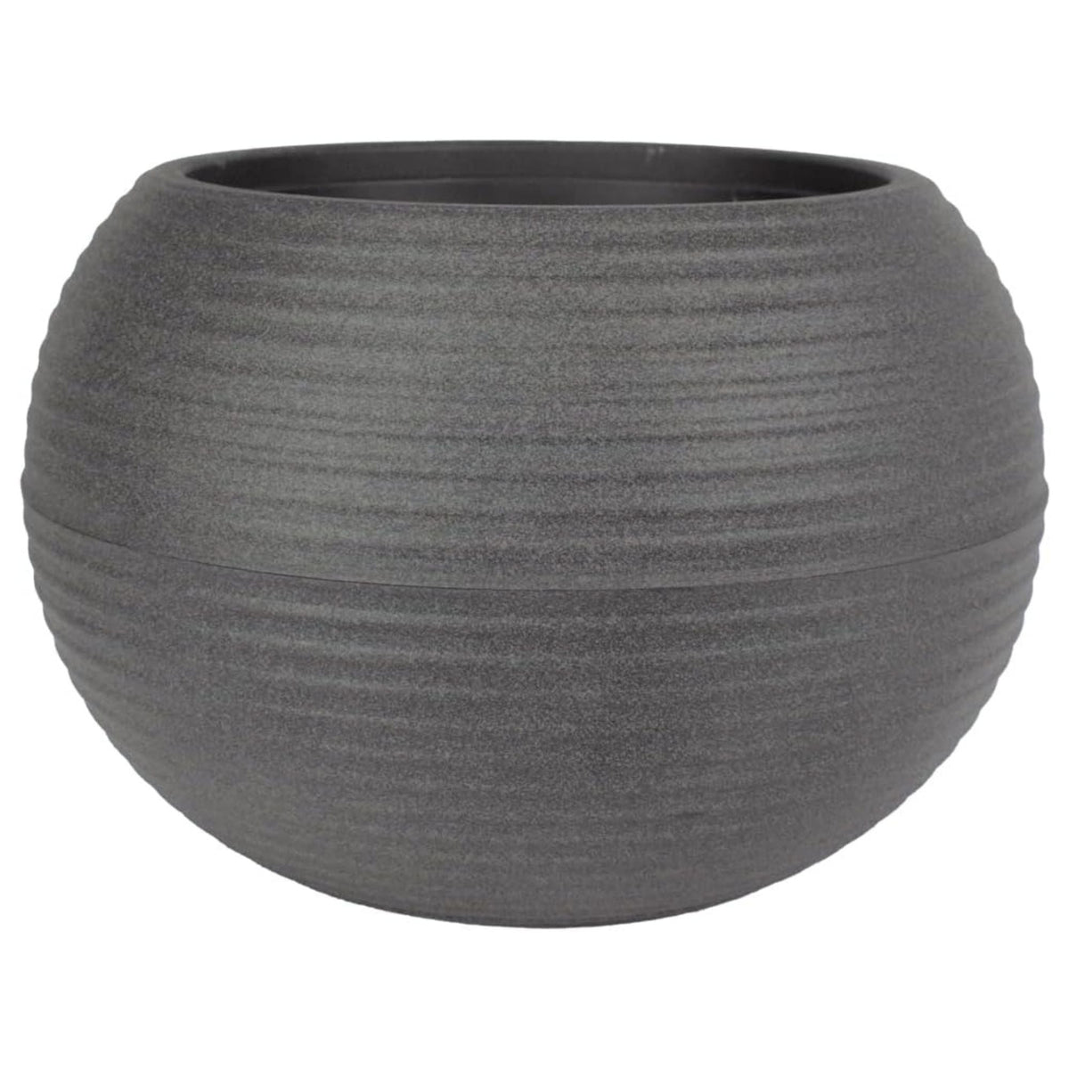 The HC Companies 12 Inch Atlas Sphere Planter, Round Plastic Plant Pot, Gray - VMInnovations