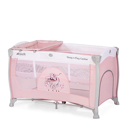Hauck Kombi Reisebett Set Sleep N Play Center 3 / für Babys und Kinder ab Geburt bis 15 kg / 120 x 60 cm / 2 Höhen / inkl. Wickelauflage / Trage Tasche / Schlupf / Rollen / Sweety Rosa im Sale