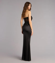Cora Satin Corset Slit Formal Dress