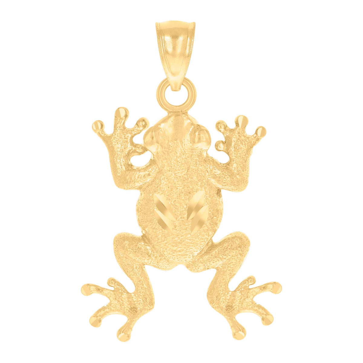 10kt Yellow Gold Diamond-Cut Textured Unisex Toad Frog Animal Charm Pendant
