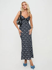 Emily Maxi Dress Black / Floral
