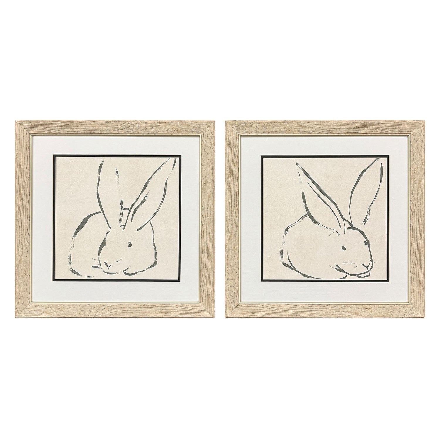 Vess Linear Rabbit Framed Artwork Set of 2
