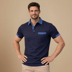 Herenpolo met korte mouwen in slim fit en verfijnd ontwerp Jelle Jora Mode