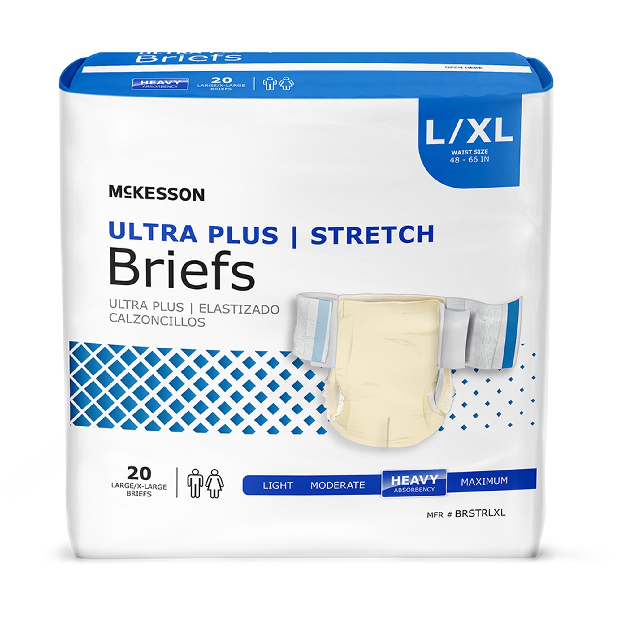 McKesson Ultra Plus Stretch Heavy Absorbency Incontinence Brief, Large / X-Large BRSTRLXL