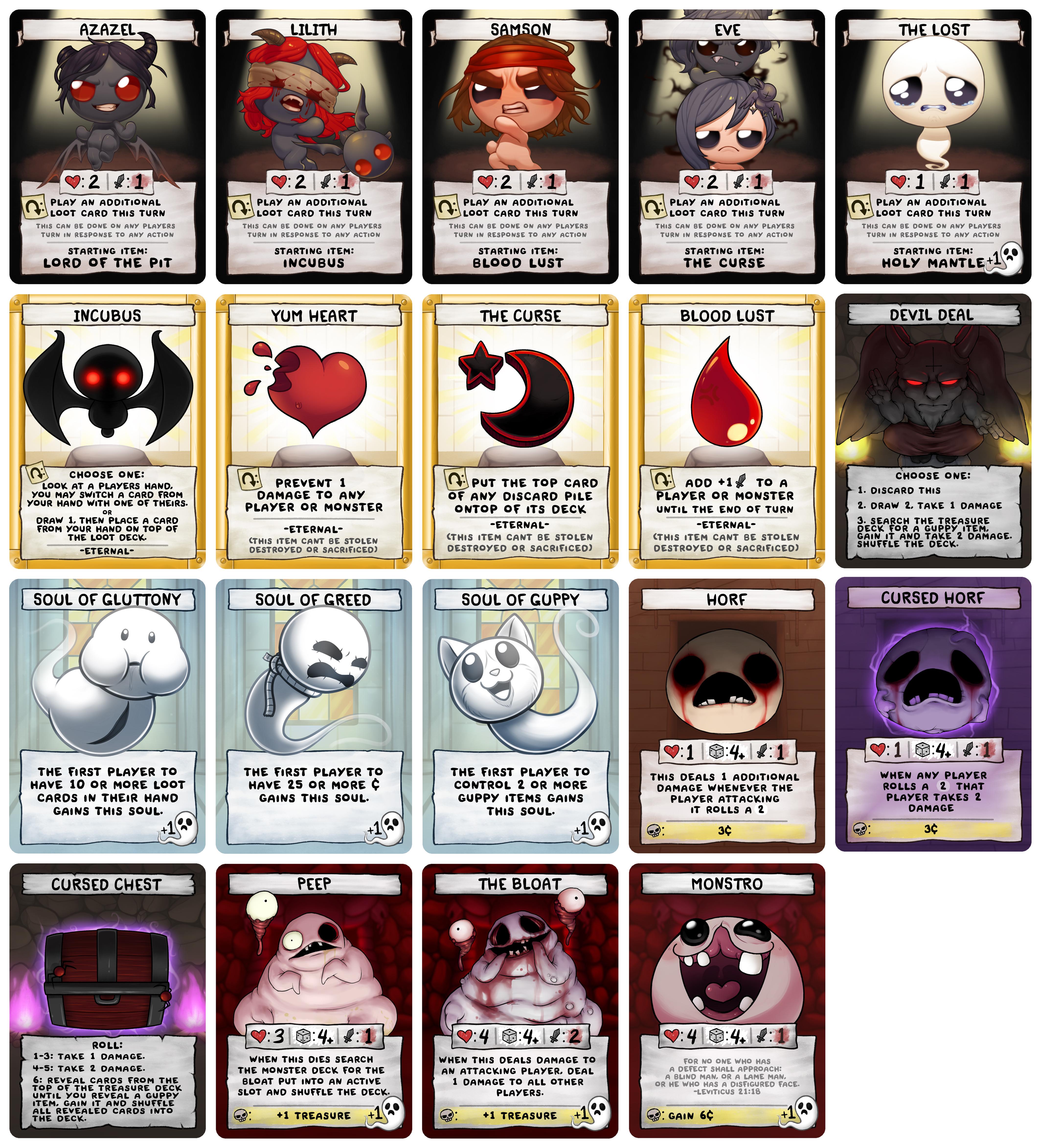 Every card we got to see of 4 souls : r/bindingofisaac
