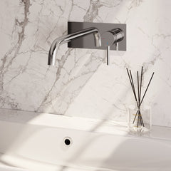 BRAUER Stripe inbouw wastafelmengkraan met gebogen uitloop en afdekplaat model A1 chroom 5-CE-329