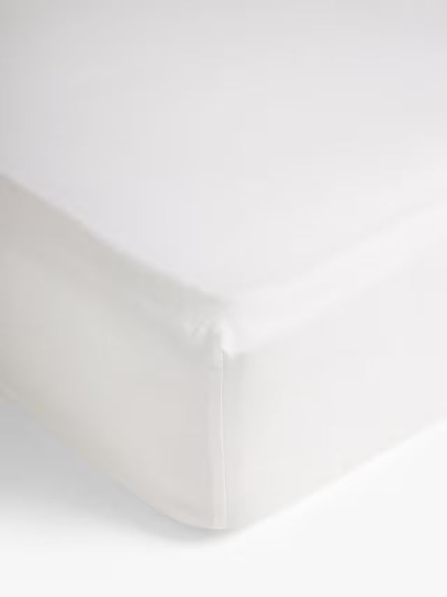 John Lewis Luxury Linen & Mulberry Silk White Deep Fitted Sheet - Super King