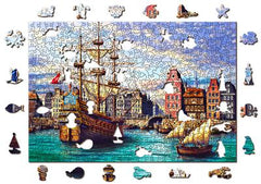 Wooden City Puzzle: OLD SHIPS IN HARBOUR 505/50, en bois, 8+