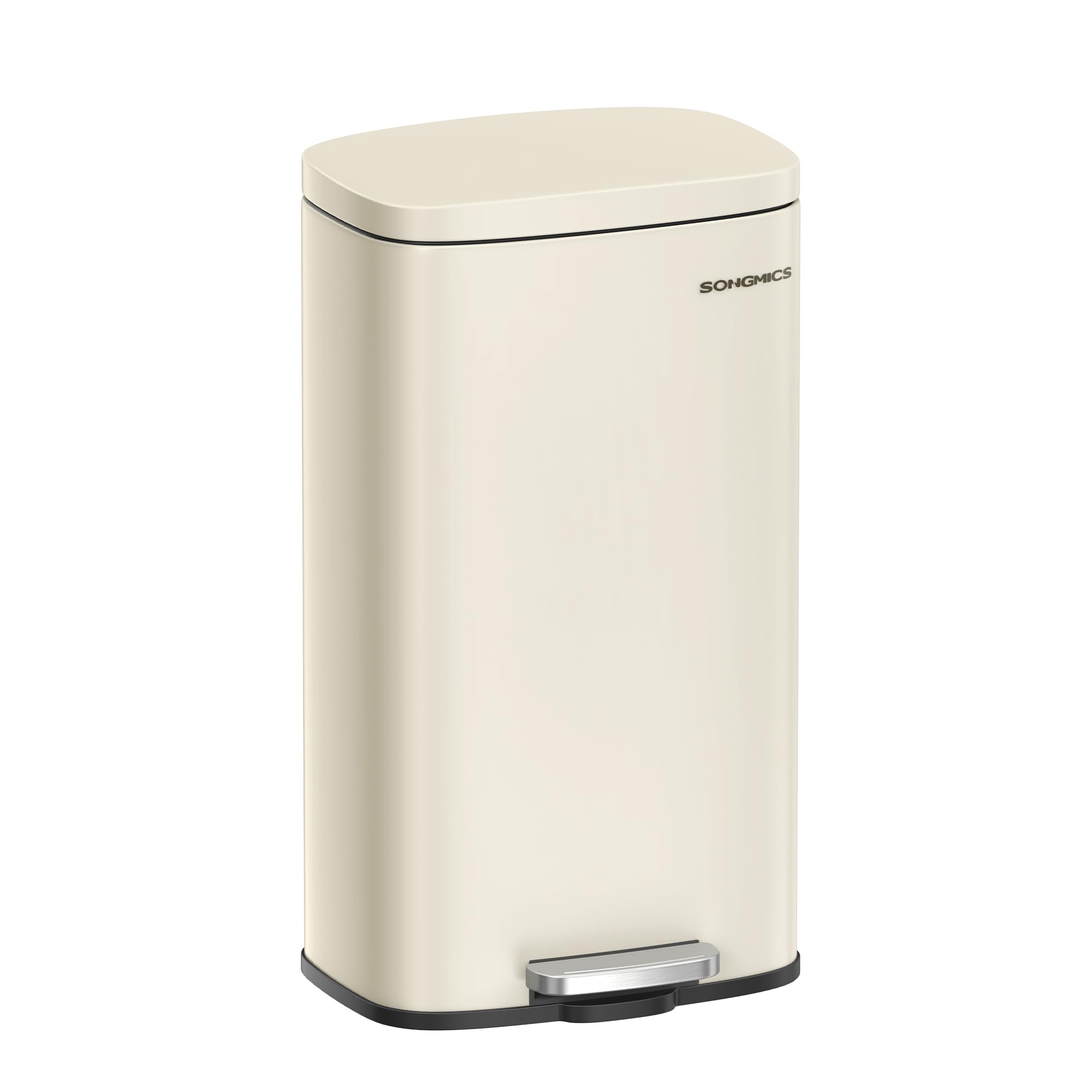 SONGMICS LTB03A02 Tret-Küchenmülleimer 30 Liter Sandbeige. Rechteckiger 30-Liter-Abfalleimer in Sandbeige. Per Tretmechanismus für Küchenabfälle.