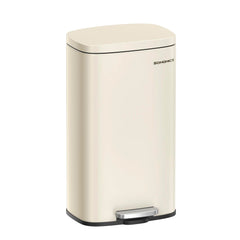 SONGMICS LTB03A02 Tret-Küchenmülleimer 30 Liter Sandbeige. Rechteckiger 30-Liter-Abfalleimer in Sandbeige. Per Tretmechanismus für Küchenabfälle.