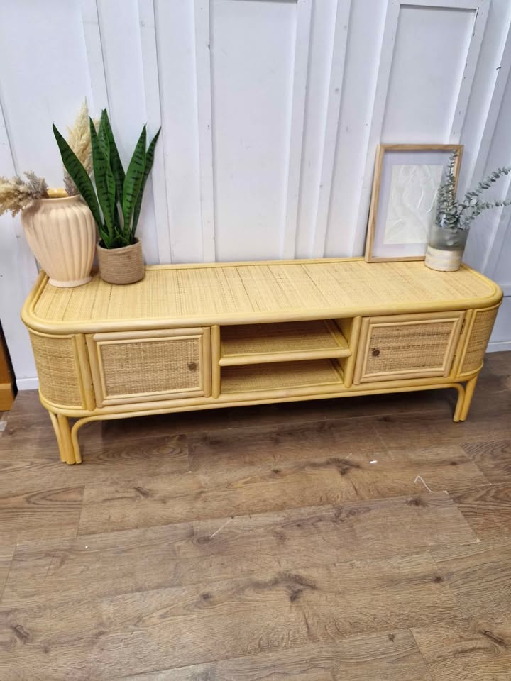 Rattan and cane  low TV stand / La Redoute Interieurs Ladara Rattan Tv Unit