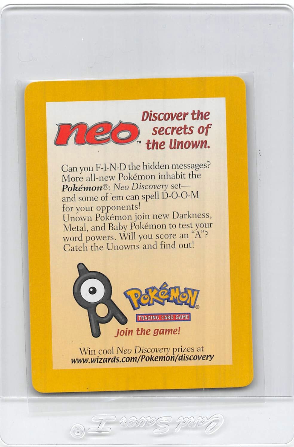 Pokemon Neo Discovery The Secrets Of The Unown Promo Card