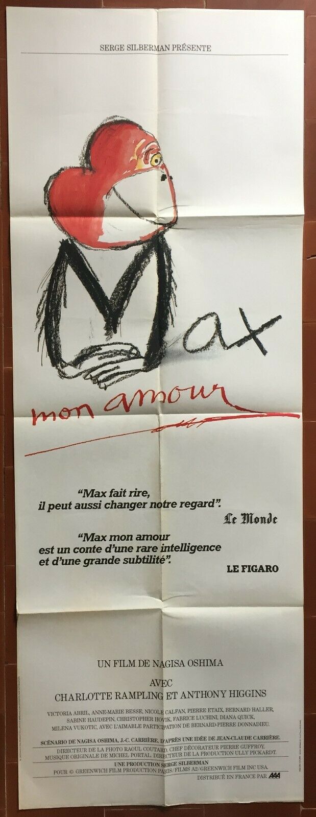 Affiche MAX MON AMOUR Nagisa Oshima CHARLOTTE RAMPLING Anthony Higgins 60x160cm