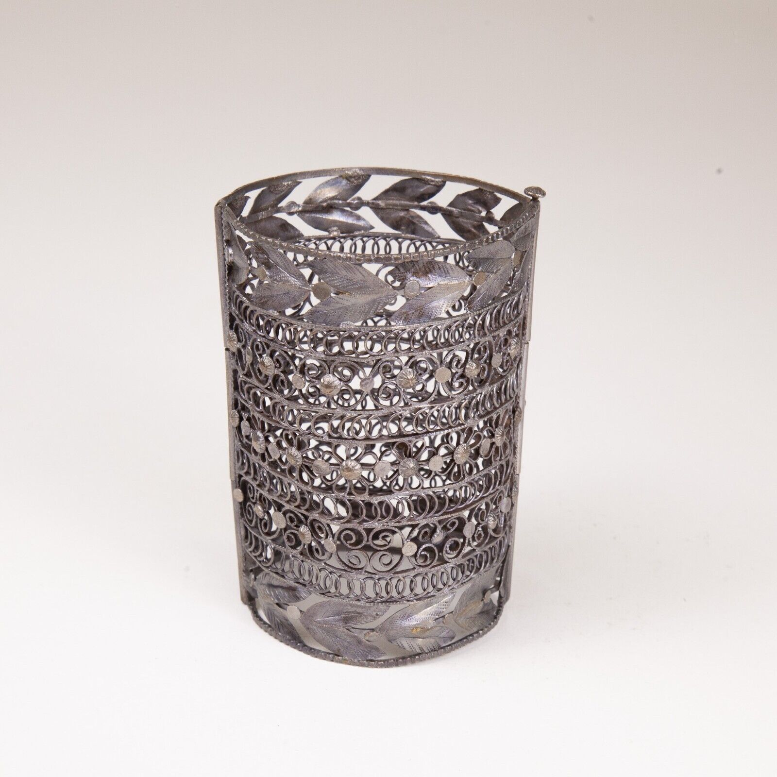 Late 19th to early 20th c. Yemeni Silver Wire Work Filigree Cuff Bracelet