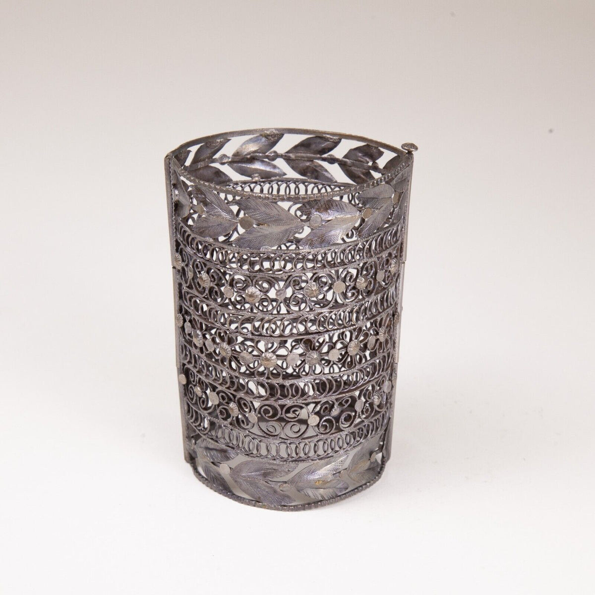 Late 19th to early 20th c. Yemeni Silver Wire Work Filigree Cuff Bracelet