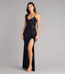 Bailee Velvet Pattern Lace-Up Formal Dress