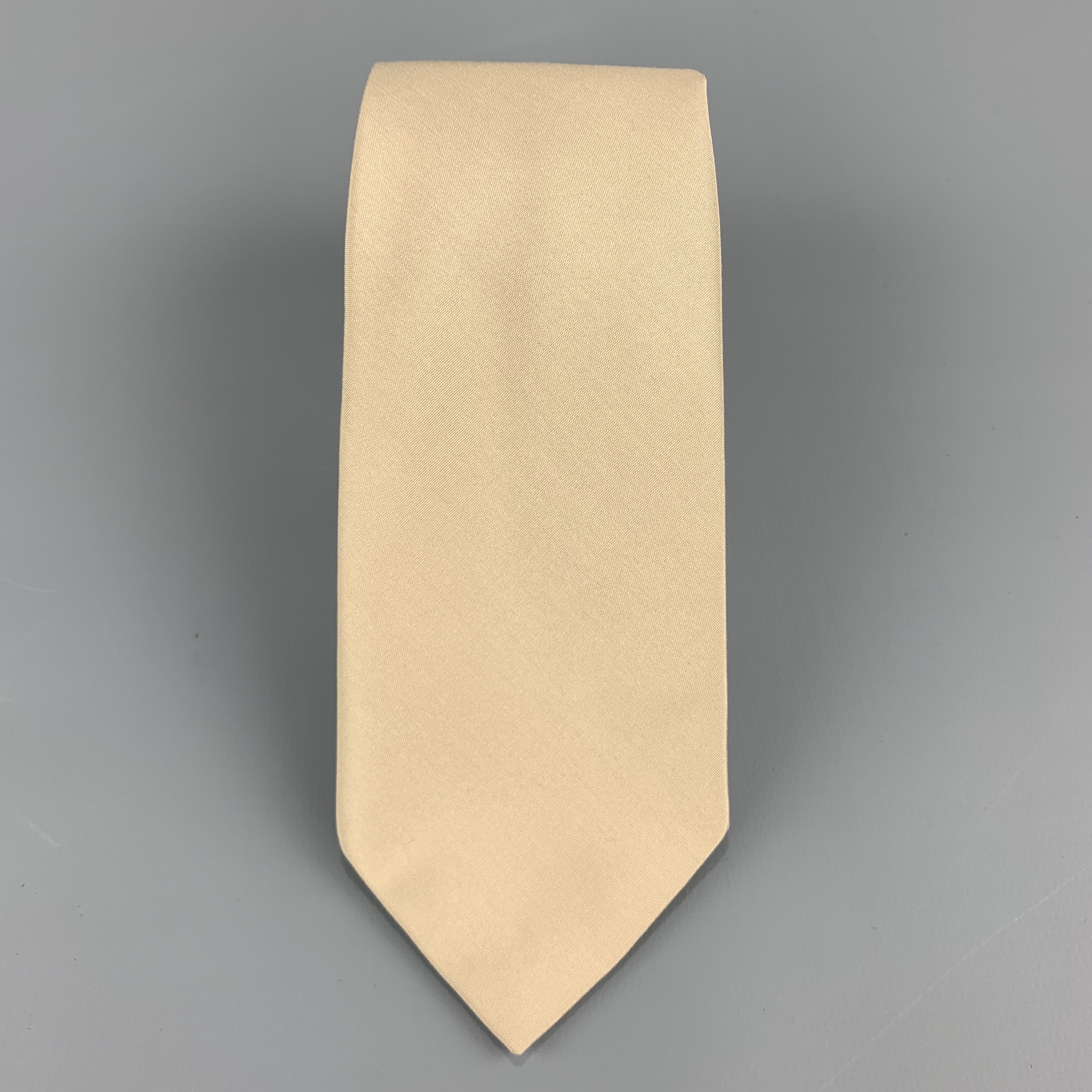 HELMUT LANG Solid Khaki Beige Silk Tie