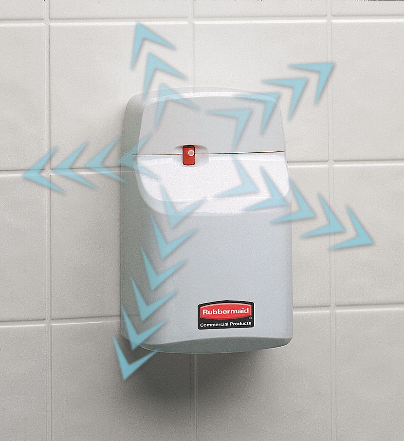 Rubbermaid Metered Air Freshener Dispenser, 800 cu. ft. Coverage, Aerosol Canister Refill Type, White - FG513700OWHT