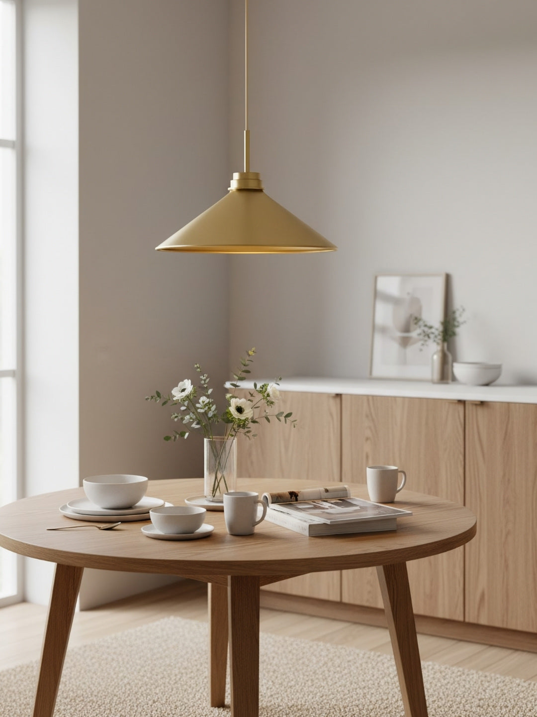 Aurenza Modern Farmhouse  Cone Pendant Light – Dimmable Kitchen and Entryway Lighting