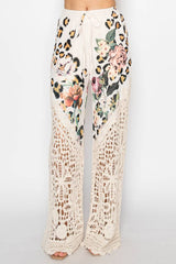 Crochet-Detail Lined Drawstring Pants