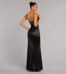 Ruth Satin Corset Slit Formal Dress