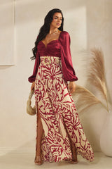 SD388425 LONG SLEEVE BELTED MAXI DRESS