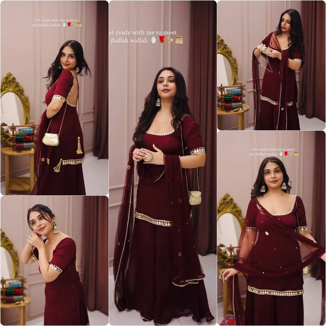 Timeless Beauty in Maroon Dress