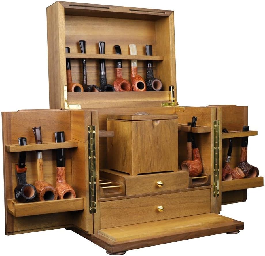 MUXIANG Tobacco Pipe Cabinet for Pipes Display Collection with Humidor