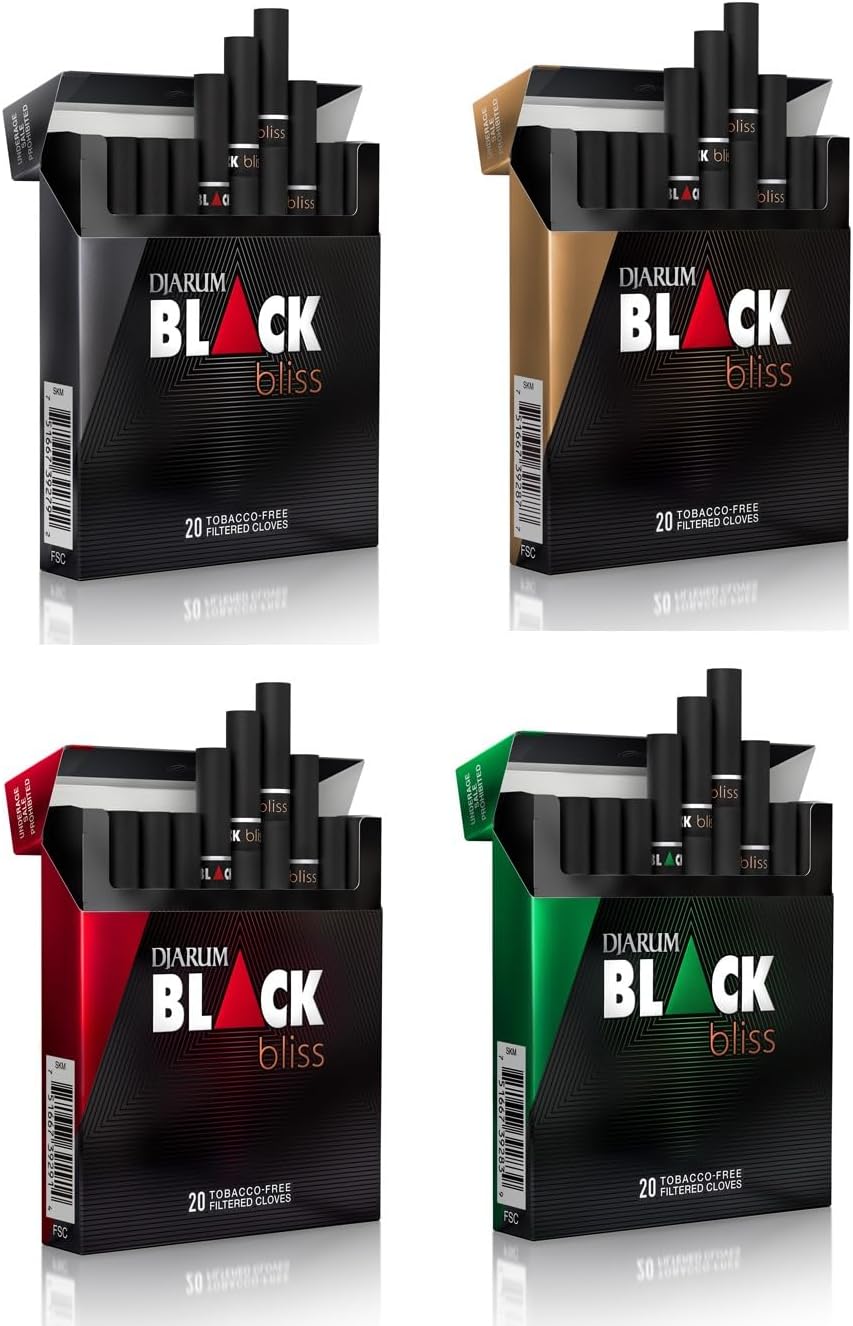 Djarum Black Bliss Clove Variety Pack - 20 Cloves in 4 Unique Flavors, 80 Total (Frugal Smoker Sticker Included)