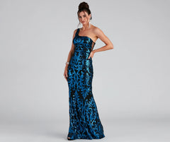 Layton Formal One Shoulder Sequin Dress