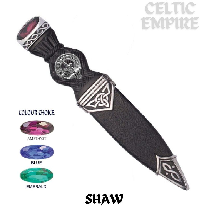 Shaw Interlace Family Clan Crest Sgian Dubh, Scottish Knife