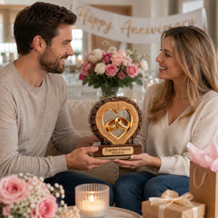 Custom Couple Anniversary Wooden Plaque - Personalized Together Forever Tabletop Decor