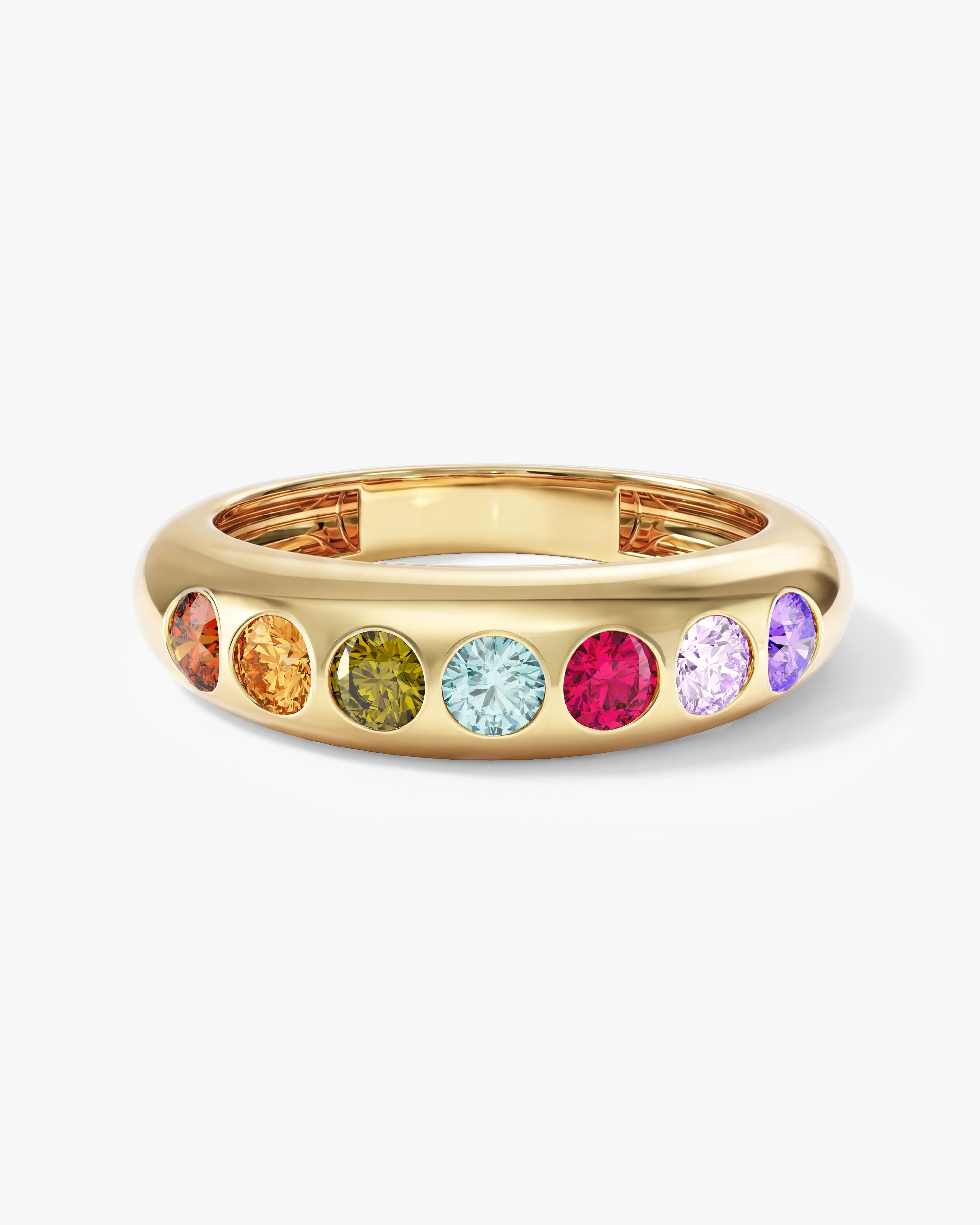 Bold Dome Multi Birthstone Ring