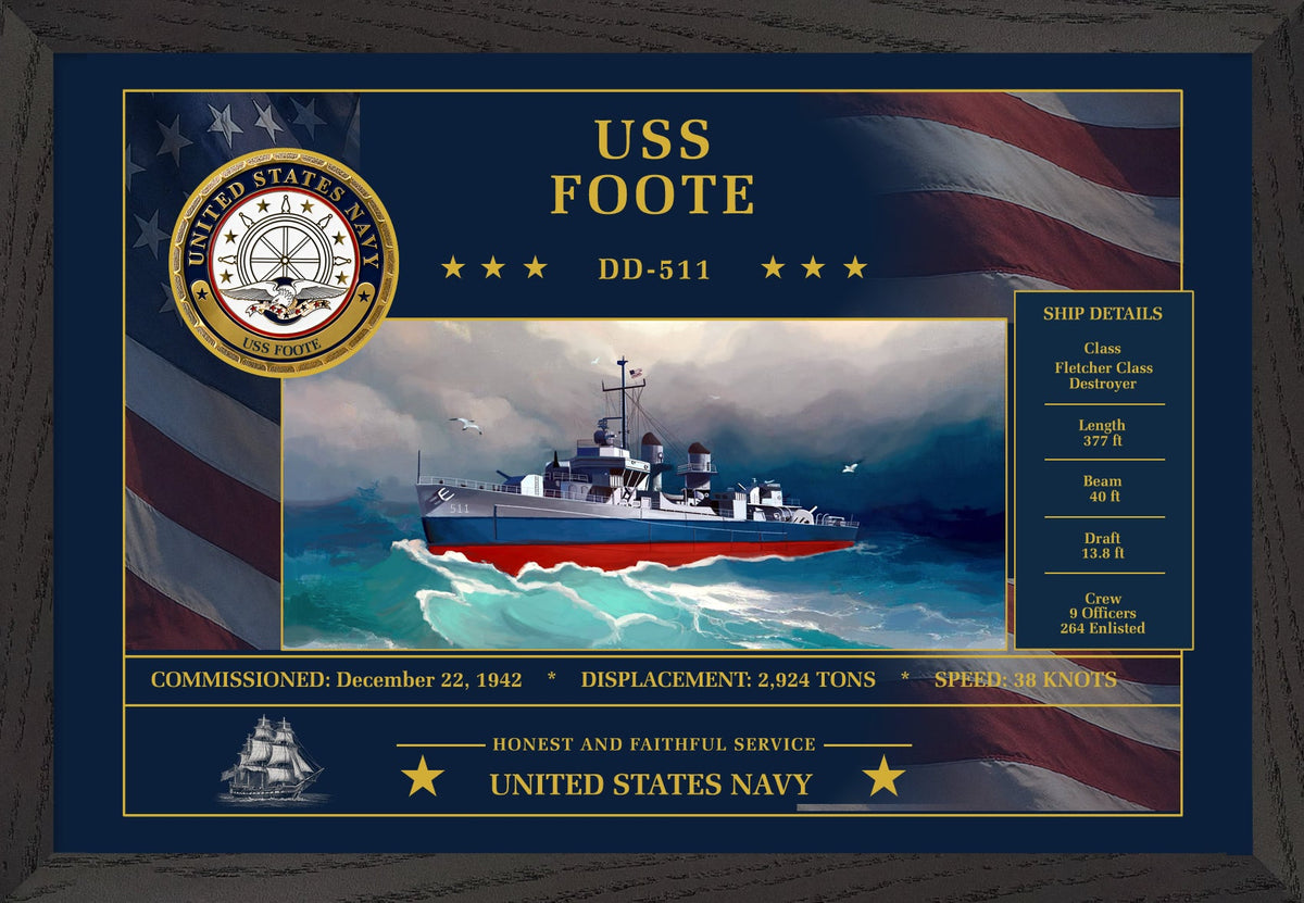 USS Foote DD-511 Framed Patriotic Art