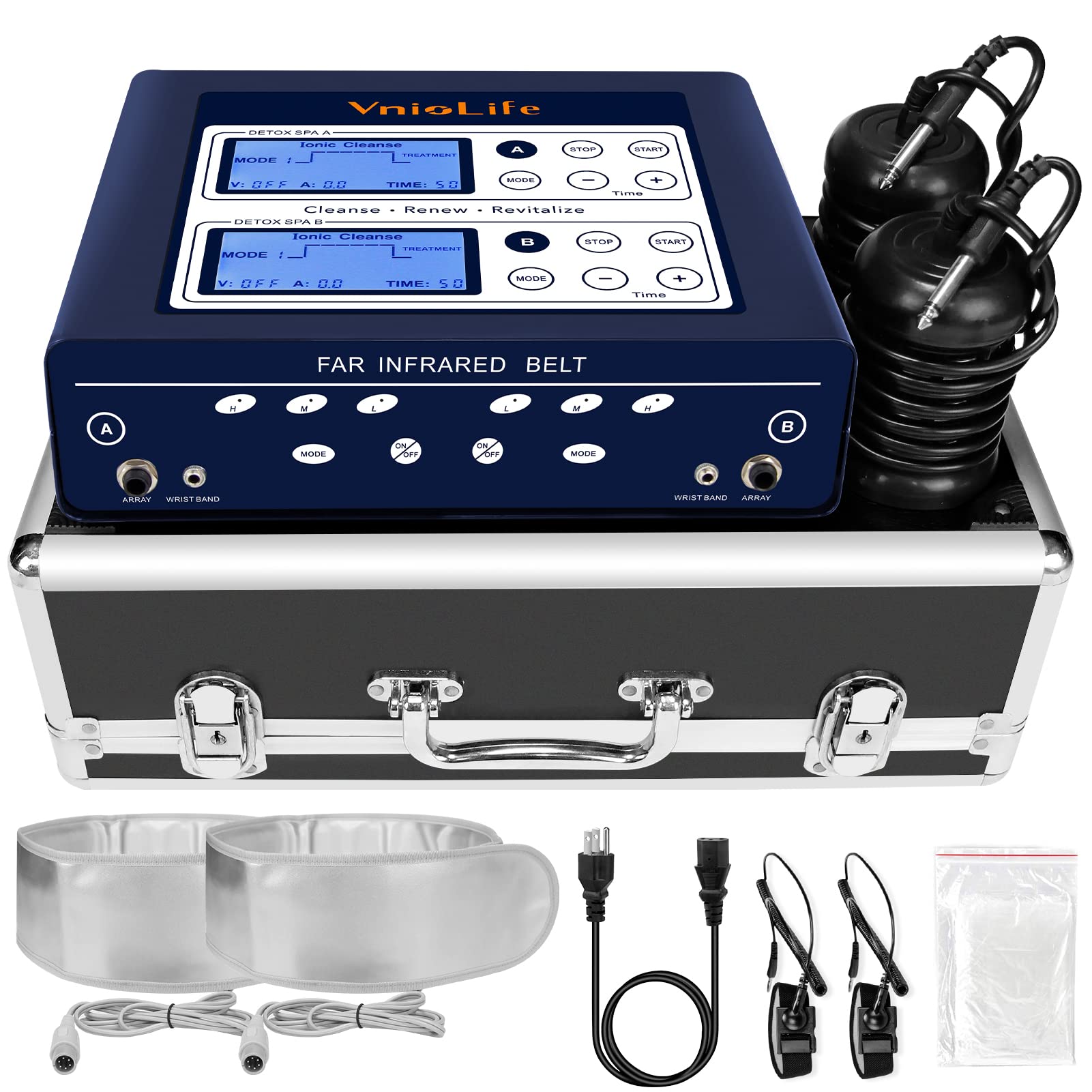 Vniolife Ionic Foot Bath Detox Machine, Dual Foot Detox Machine For 2 Users With Heating Belt, 5 Detox Mode,Dual Channel, Suitab
