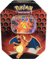 Pokemon SM11.5 Hidden Fates Gx Tin- Charizard + 1 of 3 Foil Pokémon-GX Cards + 4 Booster Pack, Multicolor