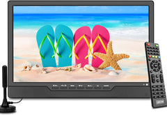 KCR 14" Met digitale TV tuner DVB-T2/batterij draagbare TV, USB, HDMI IN voor auto, caravan, camping, buiten. Kleur zwart