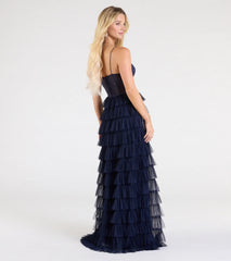 Ally Corset Ruffled Lace A-Line Formal Dress