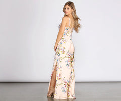 Elane Floral Satin Slip Gown